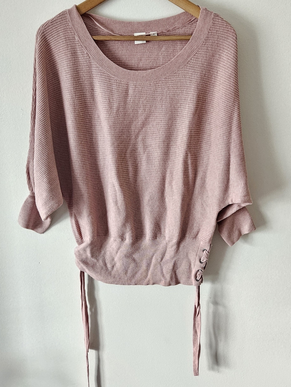 GAP Pink Ribbed Knit Top With Tie Sides